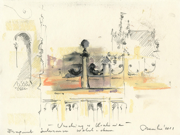 grafiki i ilustracje Kraków  - szkic "Sukiennice - fragment"