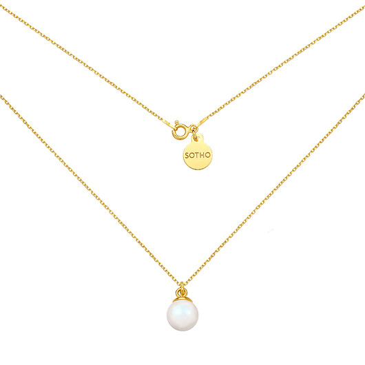 Złoty naszyjnik z opalizującą perłą SWAROVSKI SOTHO