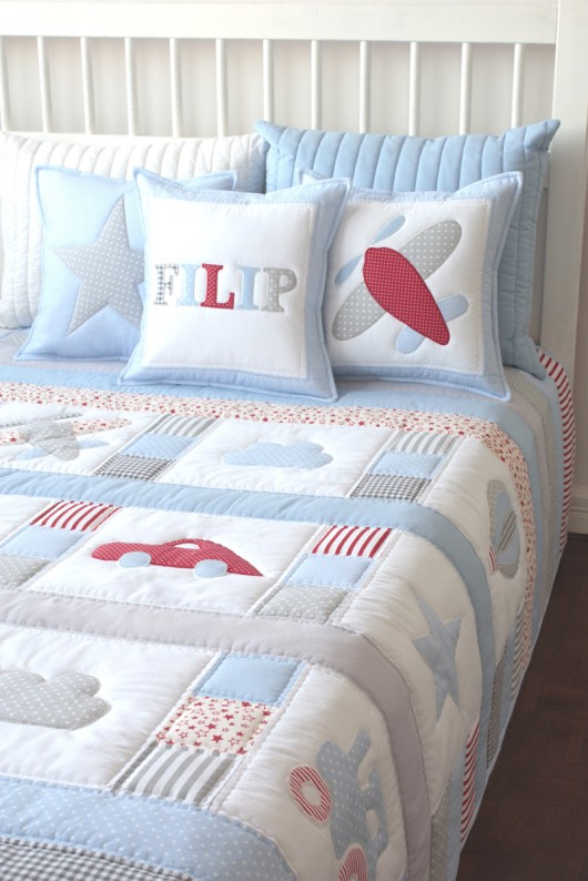 Zestaw narzuta patchwork |TUKA| + 3 poszewki patchwork house