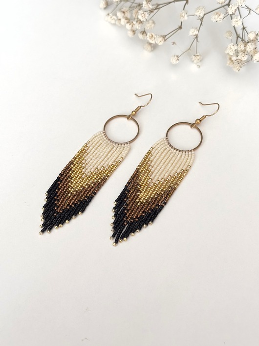 kolczyki chwosty Delikatne kolczyki boho z koralików