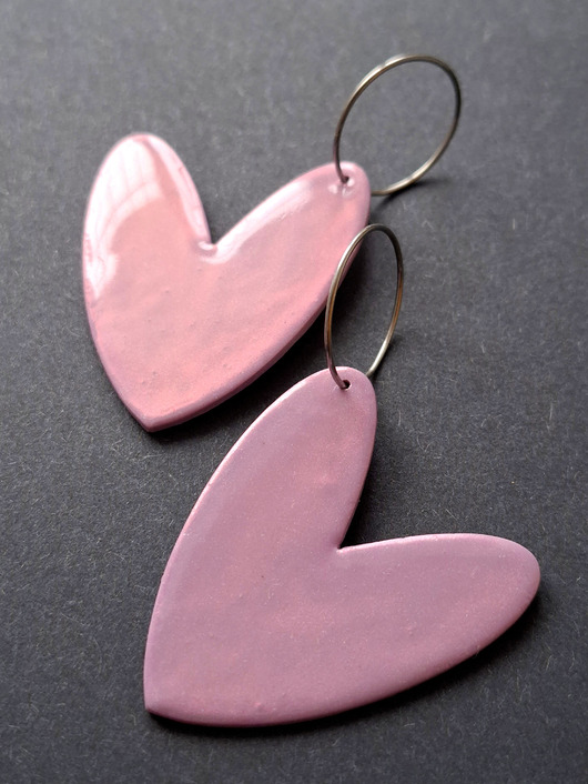 kolczyki z masy plastycznej Kolczyki ecce serce no1