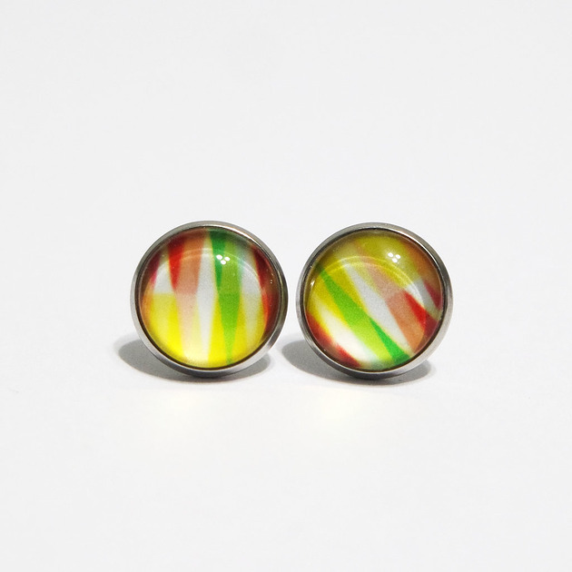 kolczyki szklane Kolczyki - Trójkąty kolorowe