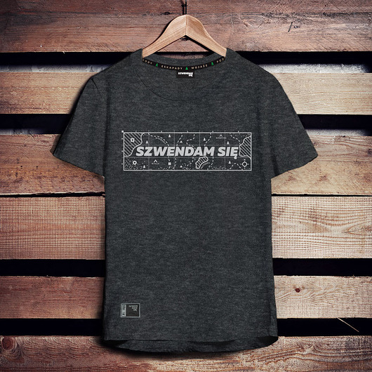 t-shirty męskie Koszulka męska SZWENDAM SIĘ/MAPA grafitowa
