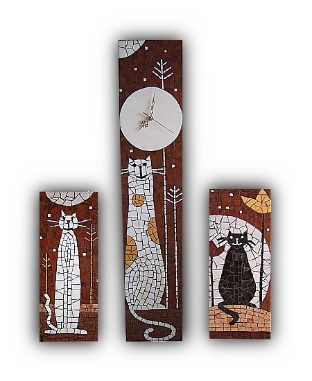 Tryptyk z Zegarem &quot;Cats and the Moon&quot; oliwa72