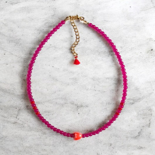 chokery Choker : energy : summer collection : jadeit i ceramiczne serduszko