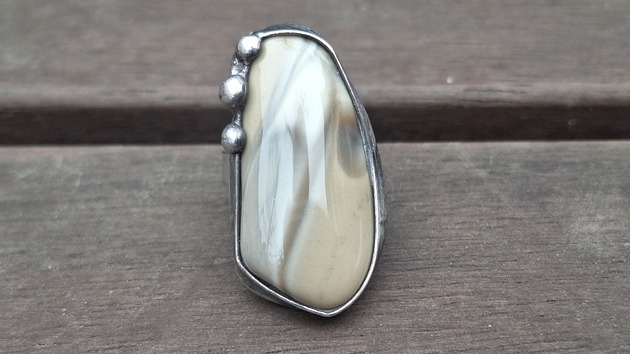 pierścionki - różne Krzemień pasiasty - pierścionek regulowany