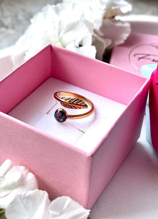 pierścionek z żywicy Pierścionek listek