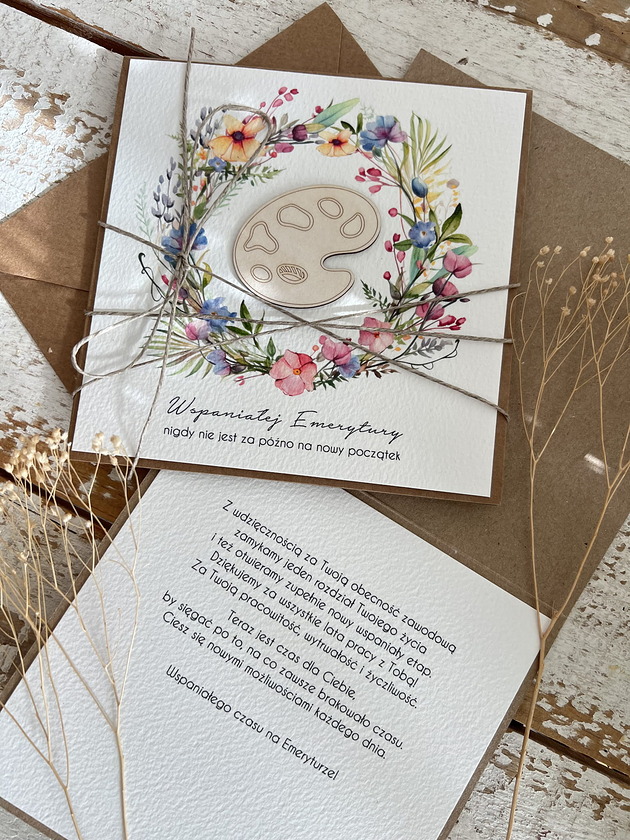 kartki scrapbooking Podziękowanie za współpracę - Kartka ręcznie robiona z okazji emerytury
