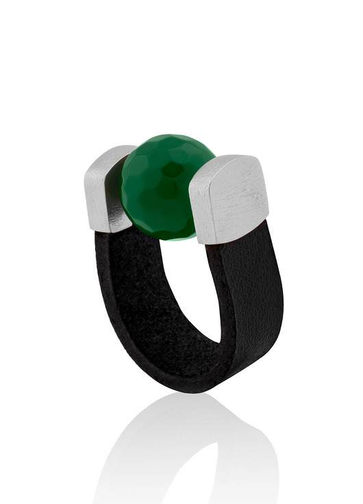 Pierścionek Green Agate Ring in Silver Joccos Design