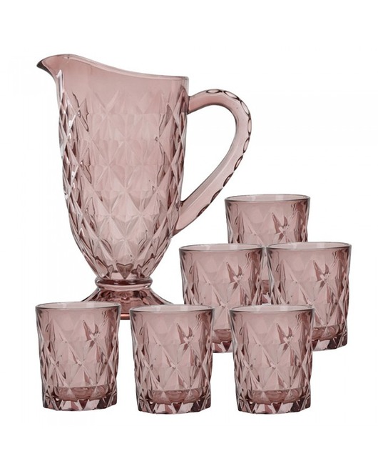 Dzbanek Plus 6 Szklanek Zestaw Różowy MIA home