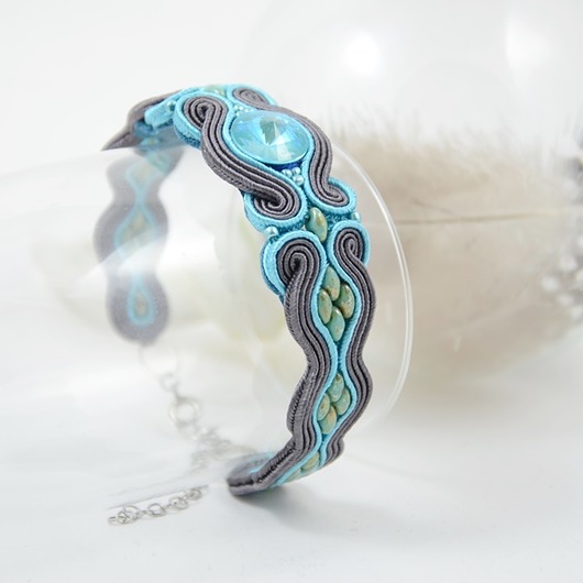 bransoletki soutache Feather in gray