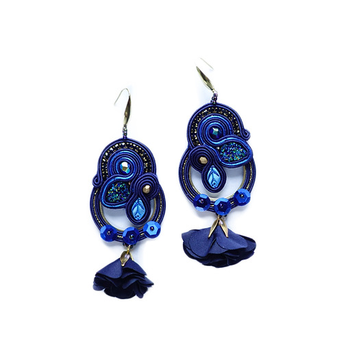 Loriael- granatowe kolczyki soutache Mró Soutache
