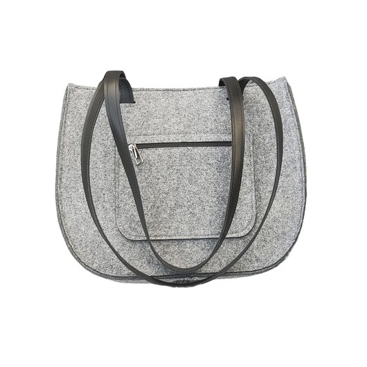 torby na ramię Torebka filcowa na paskach skórzanych - szara - z kieszonką na zamek