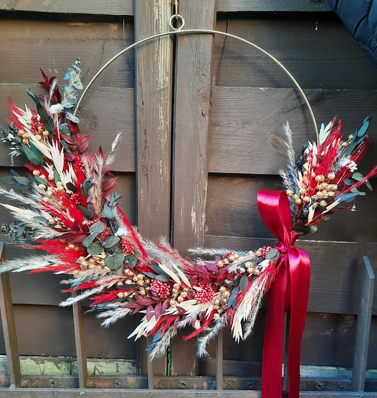 wianki Wianek świąteczny z suszonych kwiatów