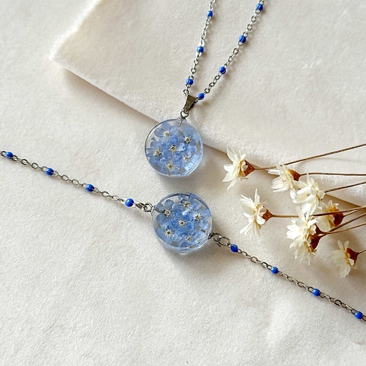 komplet biżuterii Komplet biżuterii z niezapominajkami