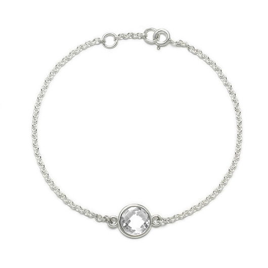 bransoletki srebrne Aura - Bransoletka srebrna z białym topazem