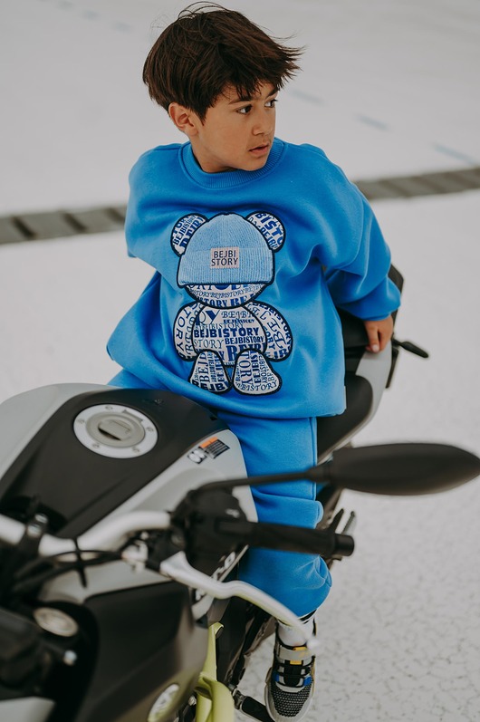 bluzy dla chłopców Bluza oversize Blue Teddy