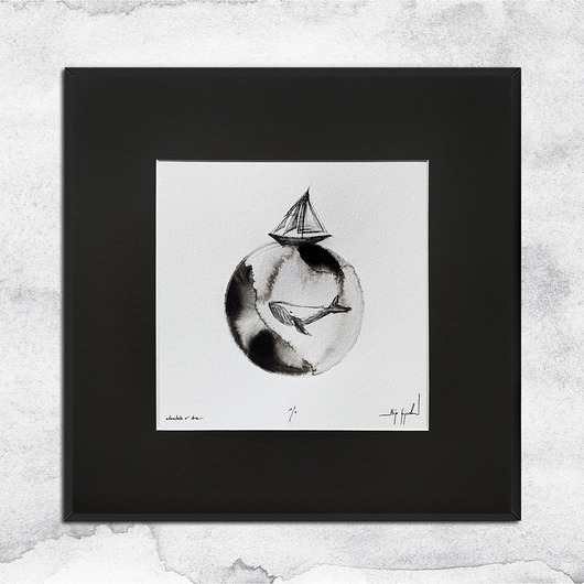 grafiki i ilustracje UNIKAT - oprawiona w ramę akwarela (łódka 4)