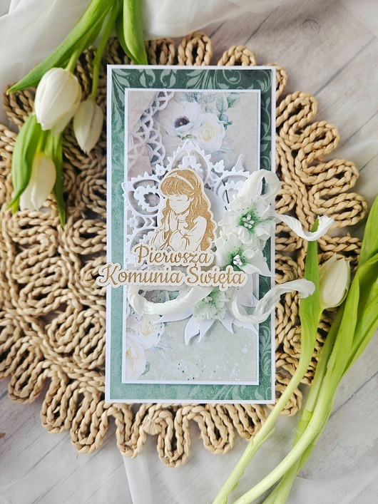 kartki na komunię Kartka komunijna dla dziewczynki