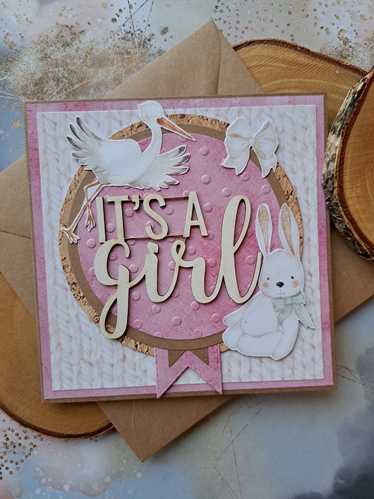 kartki scrapbooking Kartka na baby shower dziewczynki