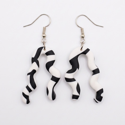 kolczyki z masy plastycznej Kolczyki Zebra