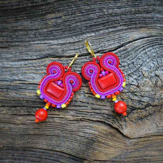kolczyki soutache Etniczne i kolorowe kolczyki soutache