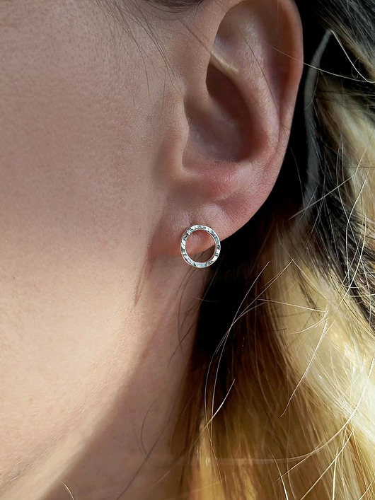 kolczyki srebrne Kolczyki srebrne Kółka Młotkowane Kolekcja Minimal