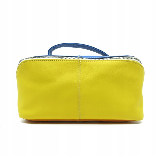 kosmetyczki Kosmetyczka podróżna duża damska skórzana pojemna kieszenie rączka Olivka