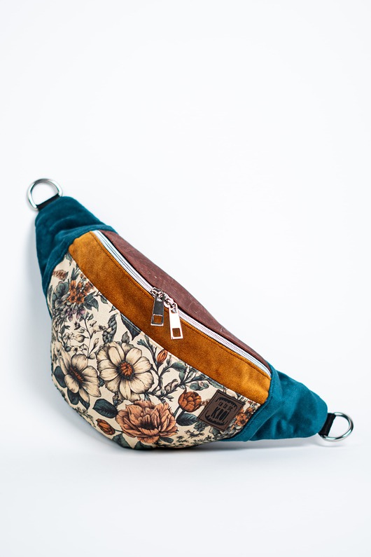 saszetka nerka Brązowa nerka damska w kwiaty vintage BOTANICZNA POETYKA