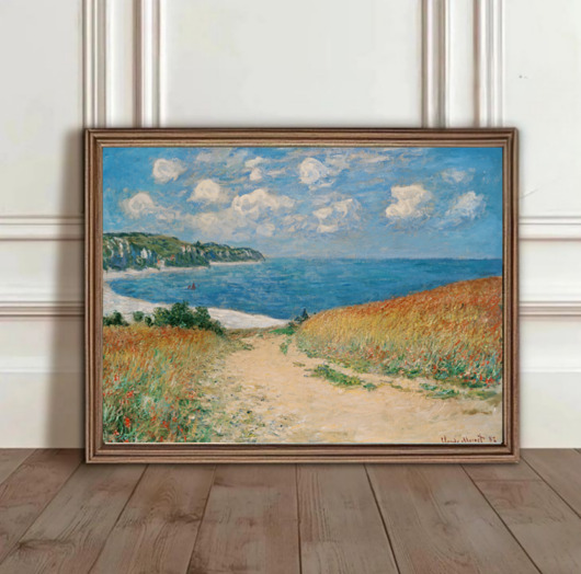 plakaty PLAKAT Monet, krajobraz morski, sztuka ścienna, klify Pourville