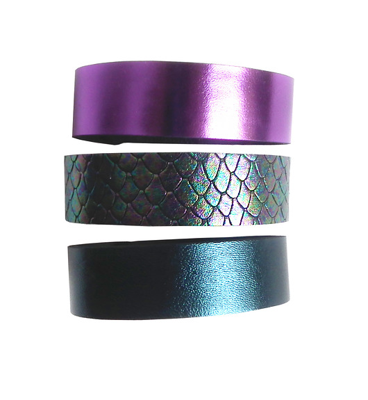 Komplet trzech bransolet skóra metallic wąż Mikashka