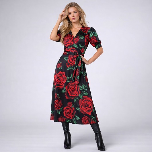 sukienki midi damskie Kelly -  sukienka - Królowa Róża Black