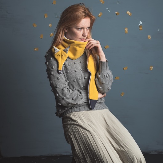 szaliki dziecięce Szalik Lis jasna musztarda