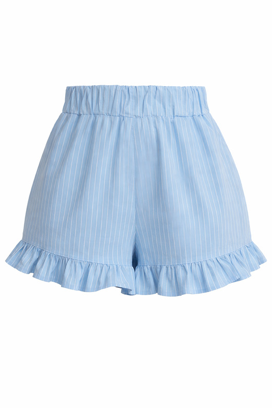 szorty damskie Szorty bawełniane z falbanką "Candy w kolorze niebieskim