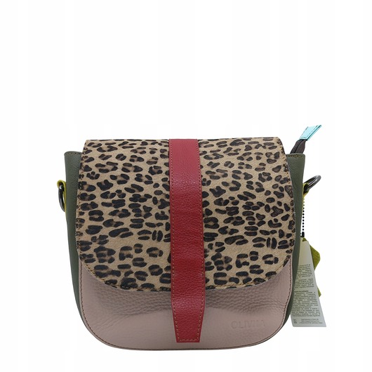 torby na ramię Torebka damska klasyczna skórzana regulowany pasek klapka wzór OLIVKA