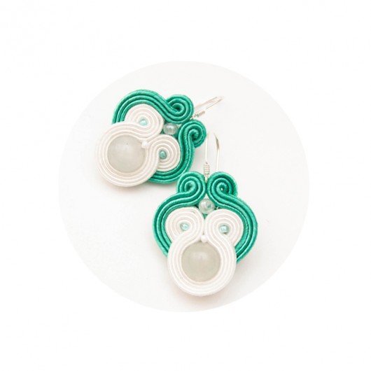 Kolczyki soutache ślubne - morski maanuela