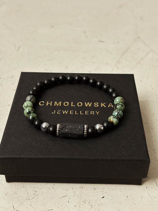 biżuteria męska Bransoletka Męska Turkus Afrykański i Turmalin