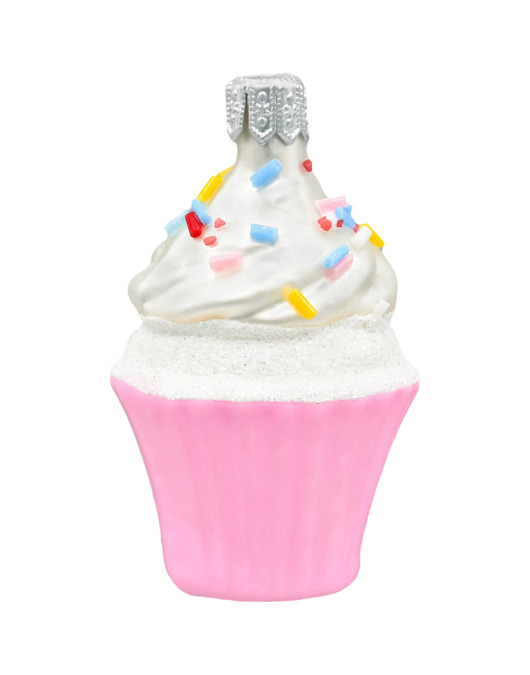 ozdoby choinkowe Bombka choinkowa: Muffinek z kremem i posypką: różowy