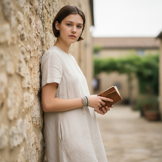 bransoletki z kamieni naturalnych Chryzokola matowa i len bransoletki
