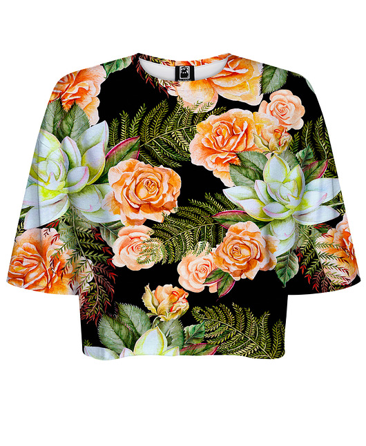 t-shirt damskie DR.CROW T-shirt Krótki CROP Lilies