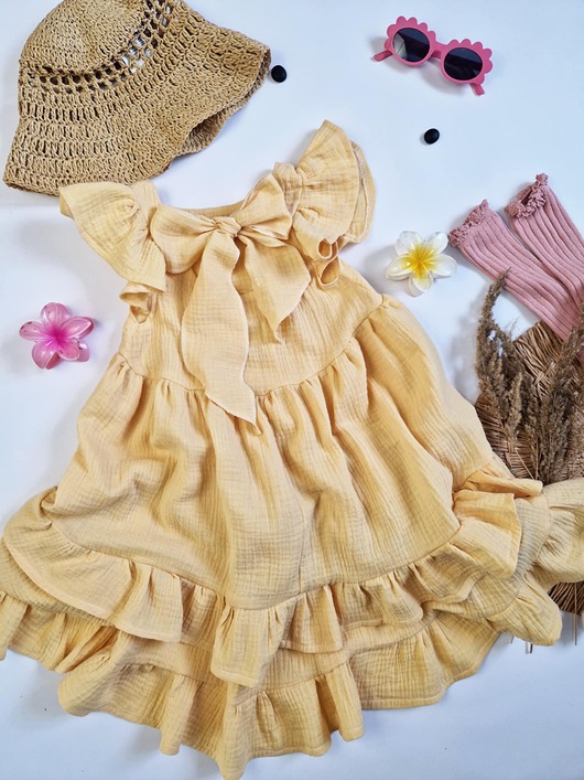 sukienki dla dziewczynki Sukienka Muślinowa Yellow Summer