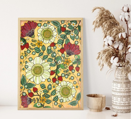 grafiki i ilustracje Plakat Kwiaty z truskawkami II 60x90cm