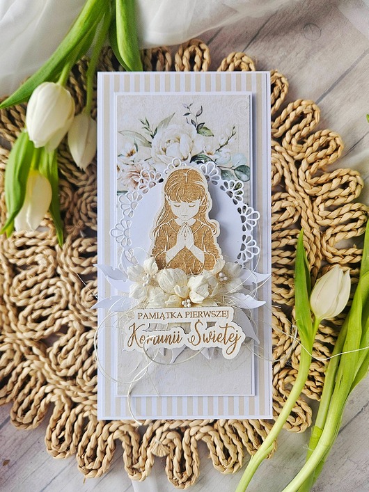 kartki na komunię Kartka komunijna dla dziewczynki
