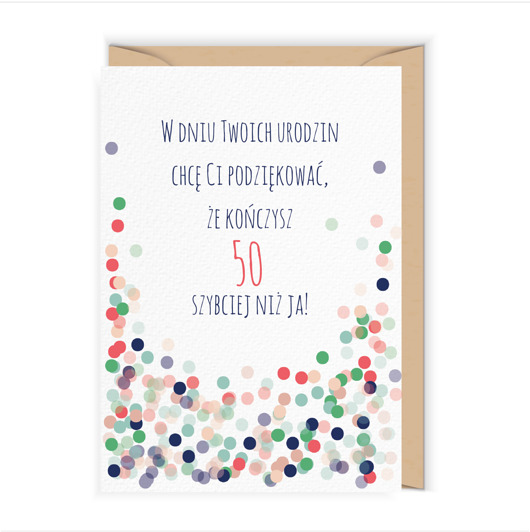 kartki okolicznościowe - wydruki Kartka z okazji 50-tych urodziny DOTS