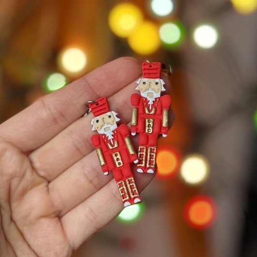 kolczyki z masy plastycznej Kolczyki DZIADEK DO ORZECHÓW pomysł na prezent