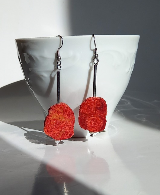 kolczyki z kamieniami Kolczyki z koralem, naturalny koralowiec