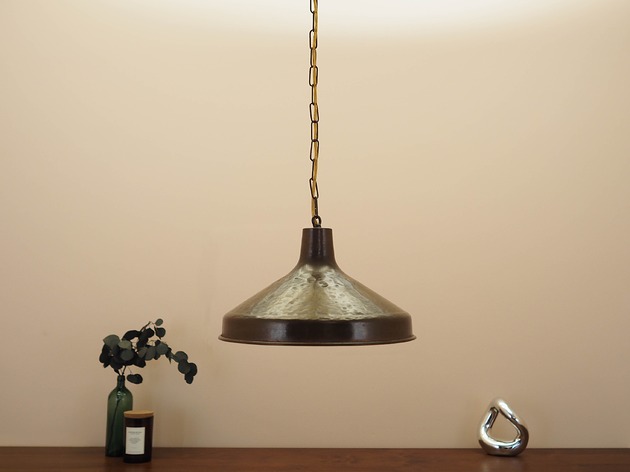 lampy wiszące Mosiężna lampa wisząca z lat 60. duński design stożkowy klosz