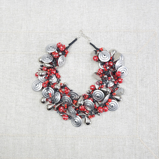 kolie 7016 Naszyjnik Industrial Red