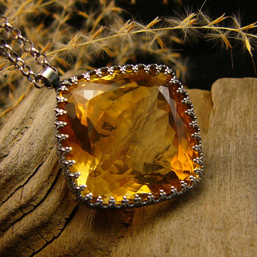 wisiory Naszyjnik Słoneczny - Cytryn Srebro