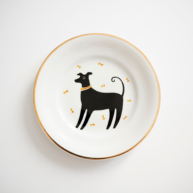 Ozdoby na ścianę Talerz na ścianę - czarny pies